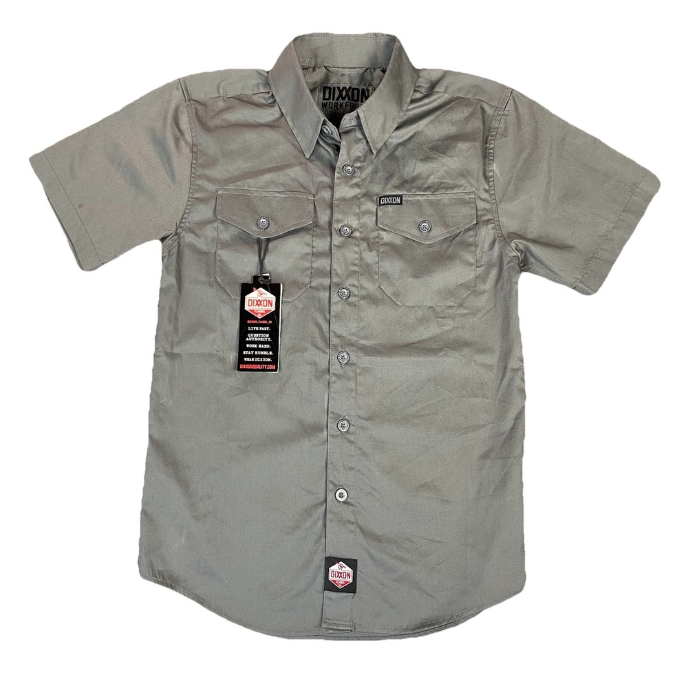 Dixxon Workforce Shirt New Short Sleeve Button Up Mens‎ XS Gray Workwear Utility